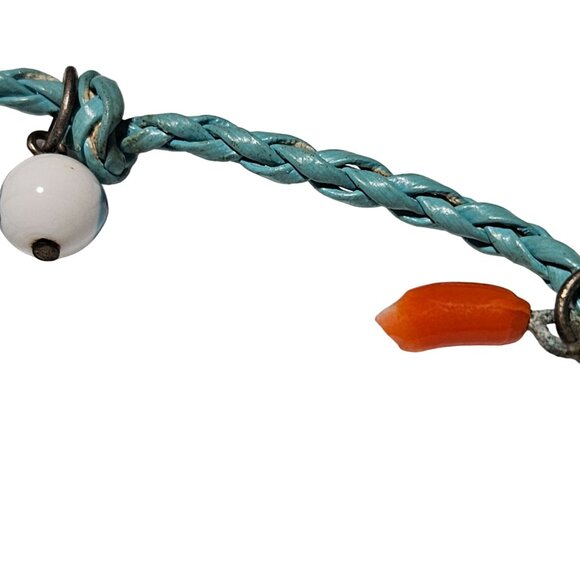 Handmade Turquoise Braided Cord Charm Necklace Assorted Beads Pendants Jewelry - Picture 9 of 12